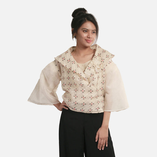 BAYO x HABI Tops (PRE-ORDER) 6-in-1 RAMIA Handwoven Filipiniana Top XS / Cream with Black and Red